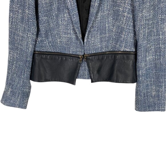 Judith & Charles Cropped tweed Blazer removable  leather  hem Women's Size 2 - Picture 9 of 13